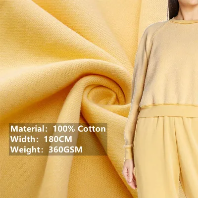 Customization Color 360gsm 180cm Plain Knitted Comfortable Hoodies Sweatshirt Fabric 100% Cotton Jersey Fabric For Homewear