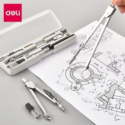 Deli 8603 Compass Metal Professional Drawing Design Stainless Steel Student Stationery Examination Standard Construction Machine high quality