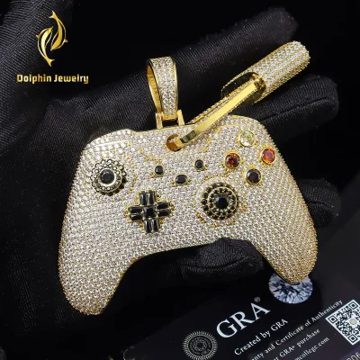 Full Iced Design with Moissanite, 925 Silver Luxury Gamer Pendant for Daily Wear & Gifting