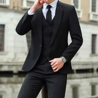 Business Casual Three-Piece Men's Suit Plus Size Adults TR Fabric