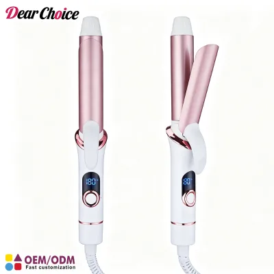 Curling Iron 25mm Hair Curler Rose Gold 3 Temperature Settings 160-200℃ Negative Ion Fast Heating Anti-scald Digital Display