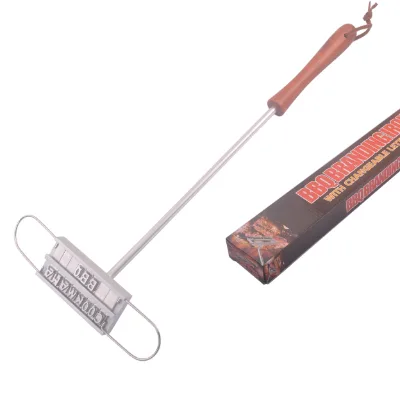 Hot Sale Top Selling BBQ Camping Tool BBQ Branding Iron with Wood Handle