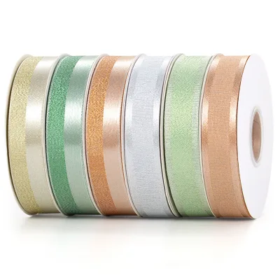 High Quality 2.5cm  Gift Wrapping Polyester Black Ribbon Beautiful Holiday Satin Ribbon Printed Name logo Brown Cotton Ribbon