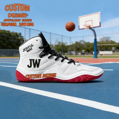 2026 White OEM/ODM Breathable Lightweight High Top Custom Boxing Shoes Custom Design Wrestling Boxing Shoes Boot Custom