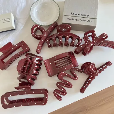 AITOngFrench Style Red Large Hair Claw Clips Strong Hold Shark Clips for Thick Hair Women Hair Accessories