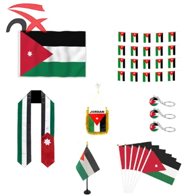 Wholesale Jordan Football Fan Flag Set Hand Flag Office Table Flag Scarf Hanging Bunting National Flags Key Chain for Supply