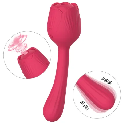 USB Rechargeable 10 Frequencies Vibration Soft Silicone 360 Spins Rose Shape Clitoral Sucking Vibrator