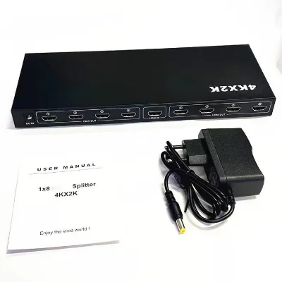 Audio and Video Equipment 8-port HDTV Splitter 1x8 Expander 4k HDTV Splitter 1 in and 8Out for HD 4Kx2K1080P 3D