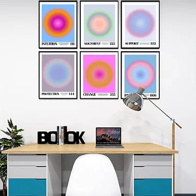 Wall Art Paintings Positive Affirmations Aura Angel Number Posters for Room Aesthetic Gradient Trendy Preppy Minimalist Y2k Style Poster