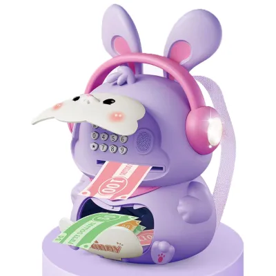 Musical Light Electric Rolling Machine Password Coin Money Boxes Fingerprint Piggy Bank With Backpack