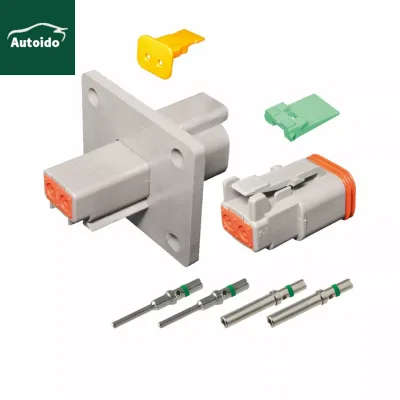 DT04-2P-L012 DT06-2S 2 Pin Deutsch Connector DT Waterproof Flanged Mount Connector Solid Contact (with Terminals)