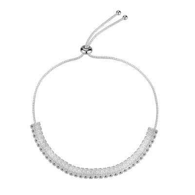 European and American Simple and Fashionable Rectangular Stone Bracelet Light Luxury Retractable Tassel Diamond Bracelet