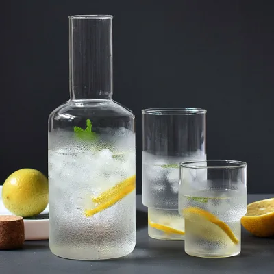 30 OZ Modern Design High Borosilicate Glass Water Jug Heat Resistant Decorative Glass Pitcher with Cup Set