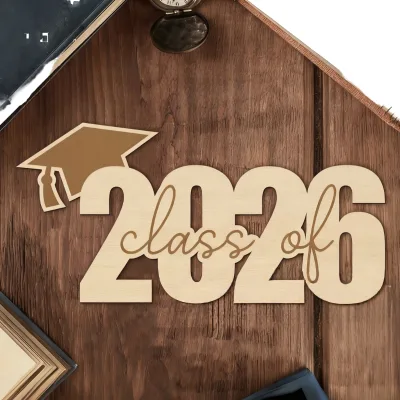 2026 Graduation Season Wooden Ornaments Creative University High School Graduation Party Photo Props Bachelor's Cap Wooden Sign