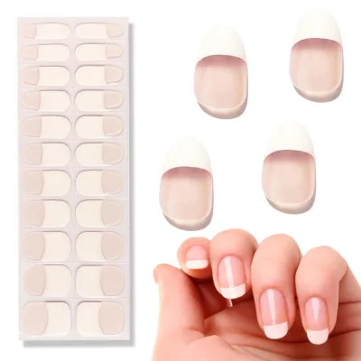 22 PCS Semi Cured Gel Nail Strips French Nail Tips With Long-Lasting Semi Cured Gel Strips