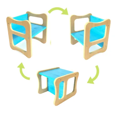 Baby Weaning Small Wooden Desk Daycare Montessori Table Set and Cube Toddler Wood Chair for Kid