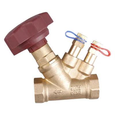 Manual Double Regulating Ball Water Flow Control Valve Static Flow Balance Valve High Quality Threaded Brass DN15-DN50 JERI