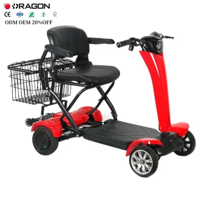 Lightweight 4-Wheel Auto-Folding Electric Wheelchair with Remote Control 120KG Capacity 15mph ABS+Aluminum Alloy for Daily Use