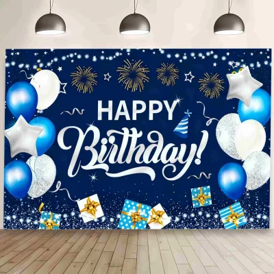 New Cross-border Happy Birthday Backdrop Decoration for Photos and Festive Birthday Theme Decoration
