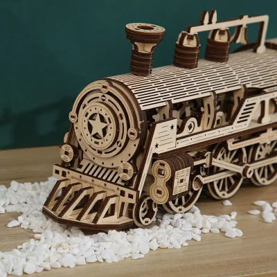 Factory Outlet Gear Steam Train 248 Pcs 3d Wooden Puzzle for Educational Toy
