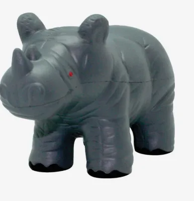 Custom Rhino Stress Relievers Promotional PU Foam Shaped Squeeze Animal Logo Gift