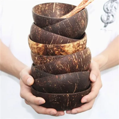 Coconut Shell Bowl Colorful Coconutbowl Handmade Serving Set Eco-Friendly Round and Spoon 100% Natural Wax for Candle Making