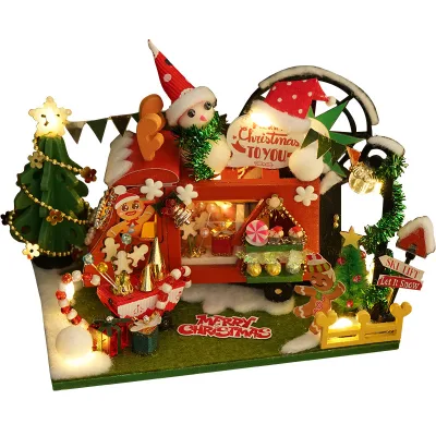 Hot Selling Doll House With Light Wooden Wholesale Gift Diy Miniature Dollhouse Kit Christmas Special Gift