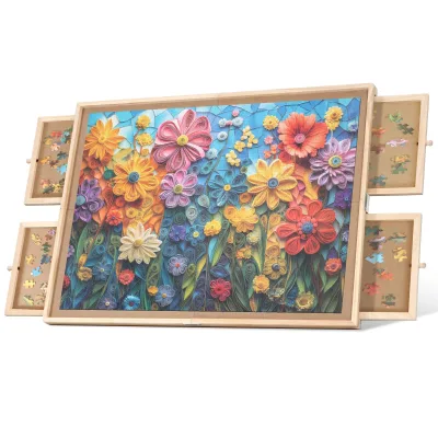 High Quality Lightweight Portable Wooden Jigsaw Puzzle Table Portable Puzzle Board Table Puzzle Table with Drawers