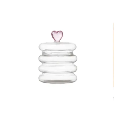Wholesale Customized Three-dimensional Fruit Lid Glass Candy Snacks Nuts Transparent Storage Jar Back School Kitchen Heatable