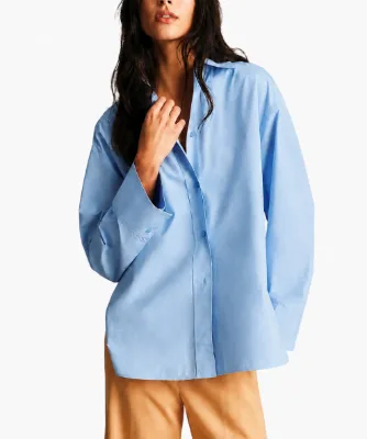 Womens Comfortable Oversized Button Down Shirt for Office Daily Casual Wear Breathable Soft Fabric OEM ODM B2B Factory Wholesale