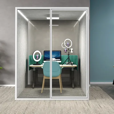 Hollow Design Office Pod Booth Movable Office Booth for Work Privacy Pod with Two Seaters