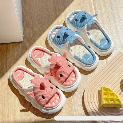 Cartoon slippers, cute animal shaped shark slippers, thick soled soft indoor and outdoor women's slippers