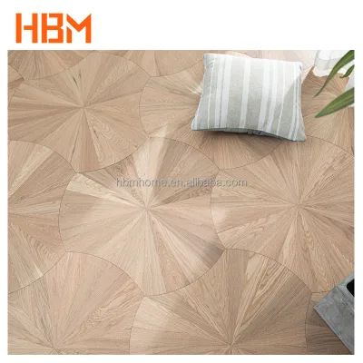 Wholesale Eco-Friendly Lotus Pattern Modular Geometric Oak Flooring with Click Lock Installation Modern Design for Bedroom Use