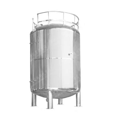 Sanitary 304/316L Stainless Steel Vertical Storage Tank with Safety Railing for Water & Beverage