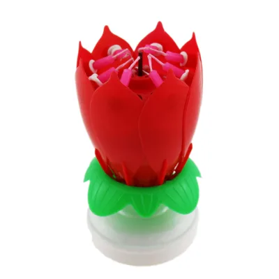 14 Candles Lotus Flower Rotating Music Colorful Electronic Handmade Paraffin Wax Eco-Friendly Non-Toxic Birthday Cake Candle