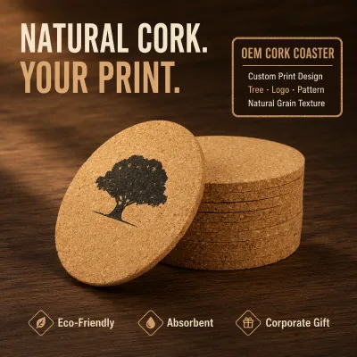 Cork Placemat Heat Resistant Table Mat Set Cute Animal Design Non slip Absorbent Drink coaster Home Decor Custom logo Washable