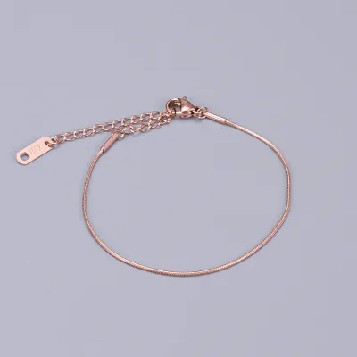 Stainless Steel Round Snake Anklets 18K Gold Plated Smooth Snake Link Chain Anklet for Women
