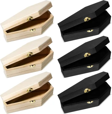 6-Piece Nested Unfinished Wooden Funeral Coffins Souvenir Box Fillable for Easter Parties Small Pet Burials, Easter Decorations,