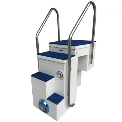 Swimming Pool Step Ladder with Built in Skimmer, Stainless Steel Handrail, LED Light and Anti Slip Steps for Above Ground Pool