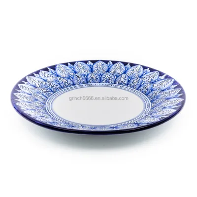 Custom Design Arabic Salad dinner plates decorative Peacock white center porcelain dinner plates nice ceramic dinnerware set OEM