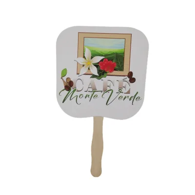 Advertising Gifts Thick Paper Fans with Wooden Handle Hand Fan
