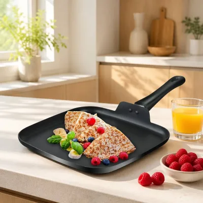 Factory Wholesale Customize Square Crepe Pan Nonstick Aluminum Frying Pan Flat Pancake Griddle for Induction and Gas Stove