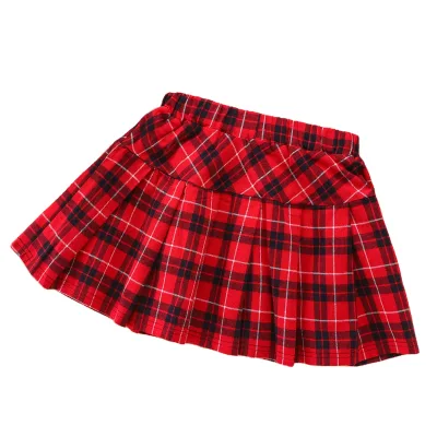 Girls Casual Summer Short Skirt Preppy Style Children Clothing Breathable Pleated Plaid Skirt