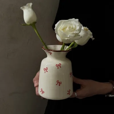 French Vintage Hand-Painted Sesame Glaze Ceramic Vase Elegant Hydroponic Gift Vase