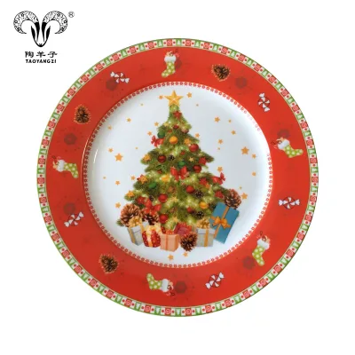 Popular Products Christmas Ceramic Plate Christmas Tree Santa Claus Steak Plate Cake Snack Plate Holiday Gift