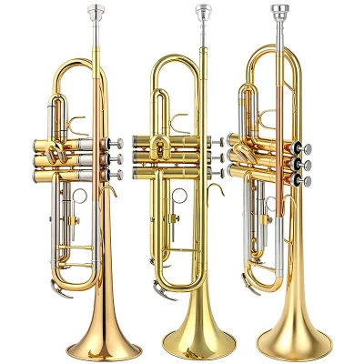 JINBAO Gold Plated Bb Tone Brass Trumpet Complete Accessories Set Wind for Beginner First Instrument Choice