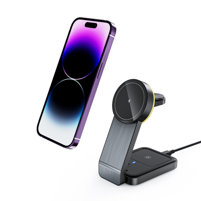 Portable 3 In 1 Magnetic Qi Wireless Charger Adapter 15W Wireless Electric Charger For Iphone