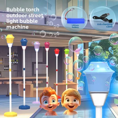 Plastic Bubble-Blowing Machine Streetlight Music-and-Light Outdoor Toy for Baby Kids Wedding and Event Ambiance