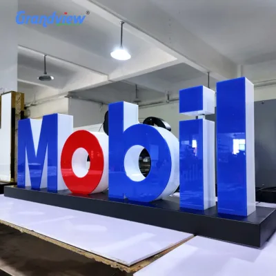 Custom Freestanding Illuminated LED Sign with Stand Base Waterproof for Exhibition Pop-up Market Outdoor