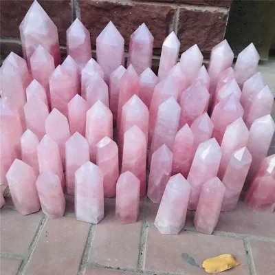 Wholesale Natural High Quality Rose Quartz Crystal Towers pink Crystal Points for Decoration